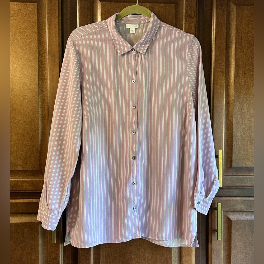 J. Jill Soft Pink Striped Button-Down Shirt